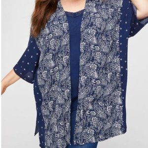 Navy & White Gauze Kimono